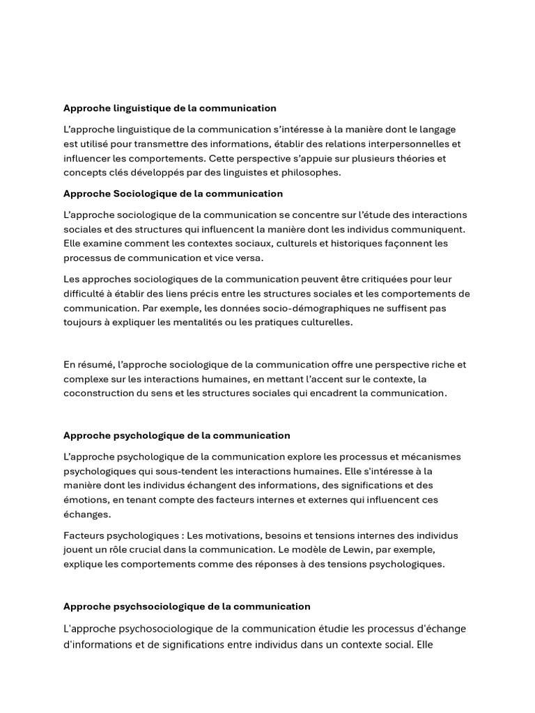 Approches de la communication humaine | PDF | la communication ...