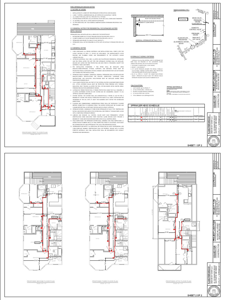 Residential Fire Sprinkler Design Plan | PDF | Fire Sprinkler System ...