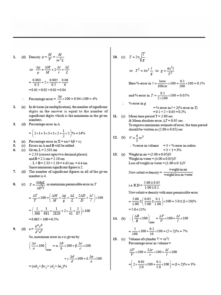 Measurement Errors and Calculations Guide | PDF | Physical Quantities ...