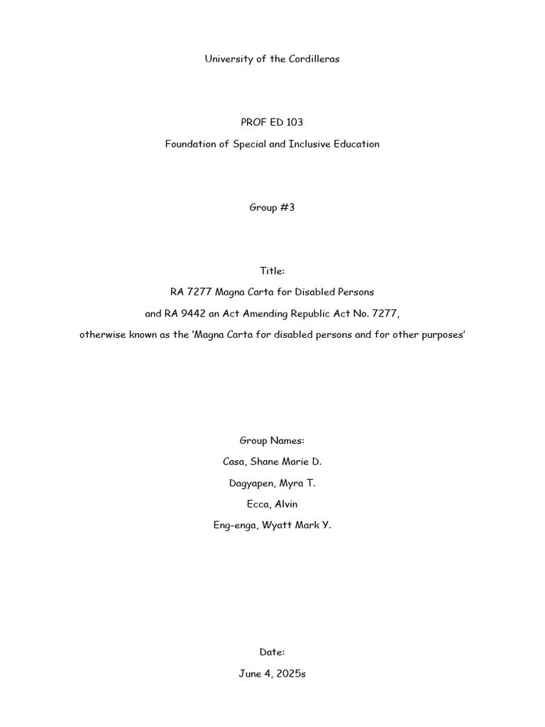Group 3 RA 7277 RA 9442 Final | PDF | Disability | Value Added Tax