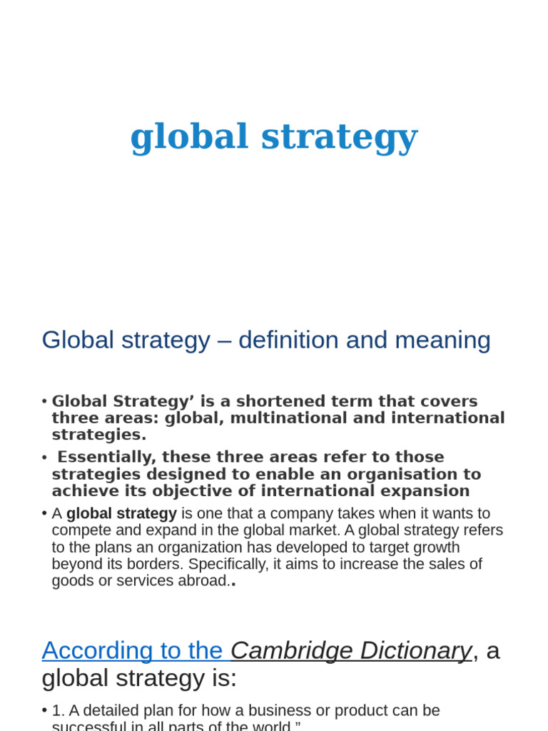 Global Strategy Pdf Multinational Corporation Economies Of Scale