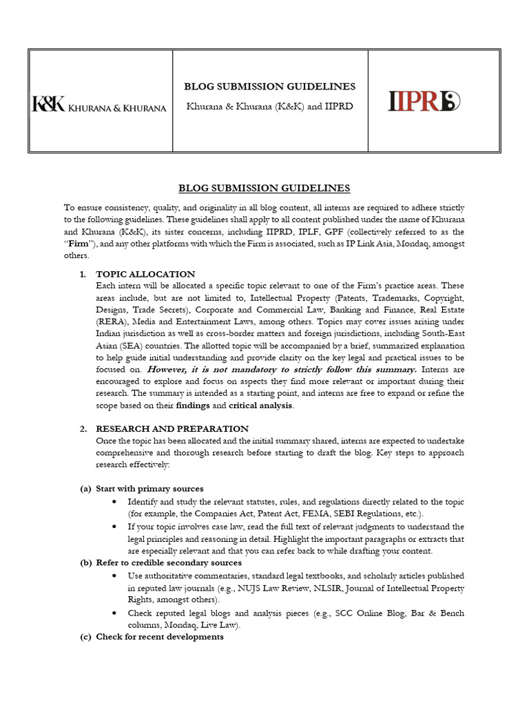 Blog Submission Guidelines for Interns | PDF | Citation | Intellectual ...
