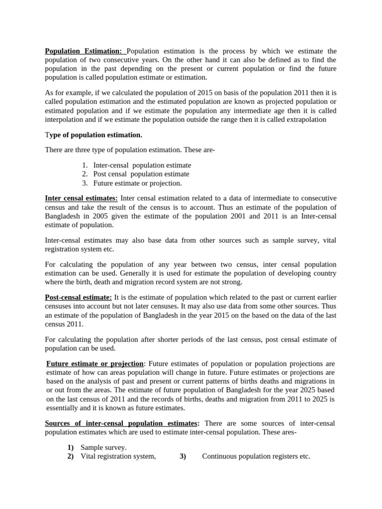 Understanding Population Estimation Methods | PDF | Census | Population