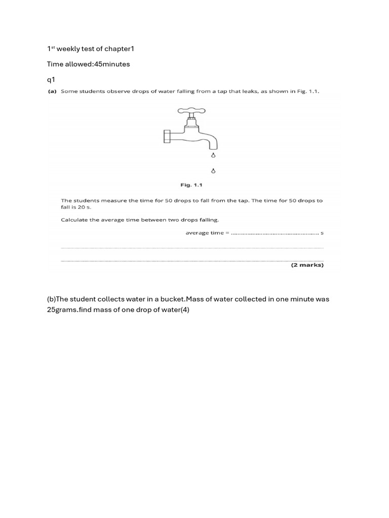 Weekly Test: Chapter 1 Questions | PDF