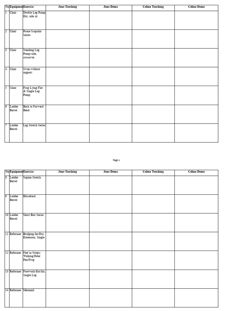 Celina's Fitness Routine Overview | PDF
