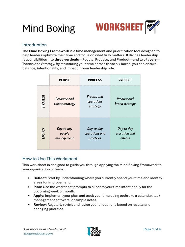 Mind Boxing Framework Worksheet | PDF | Business