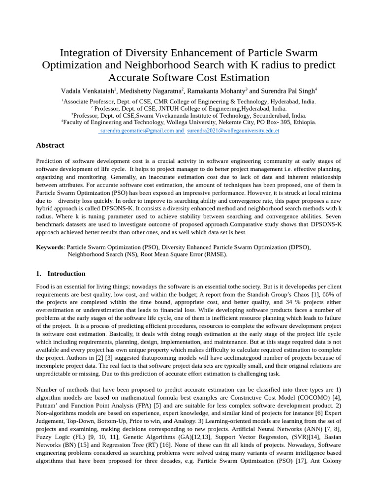Integration of Diversity Enhancement of Particle Swarm | PDF | Applied ...