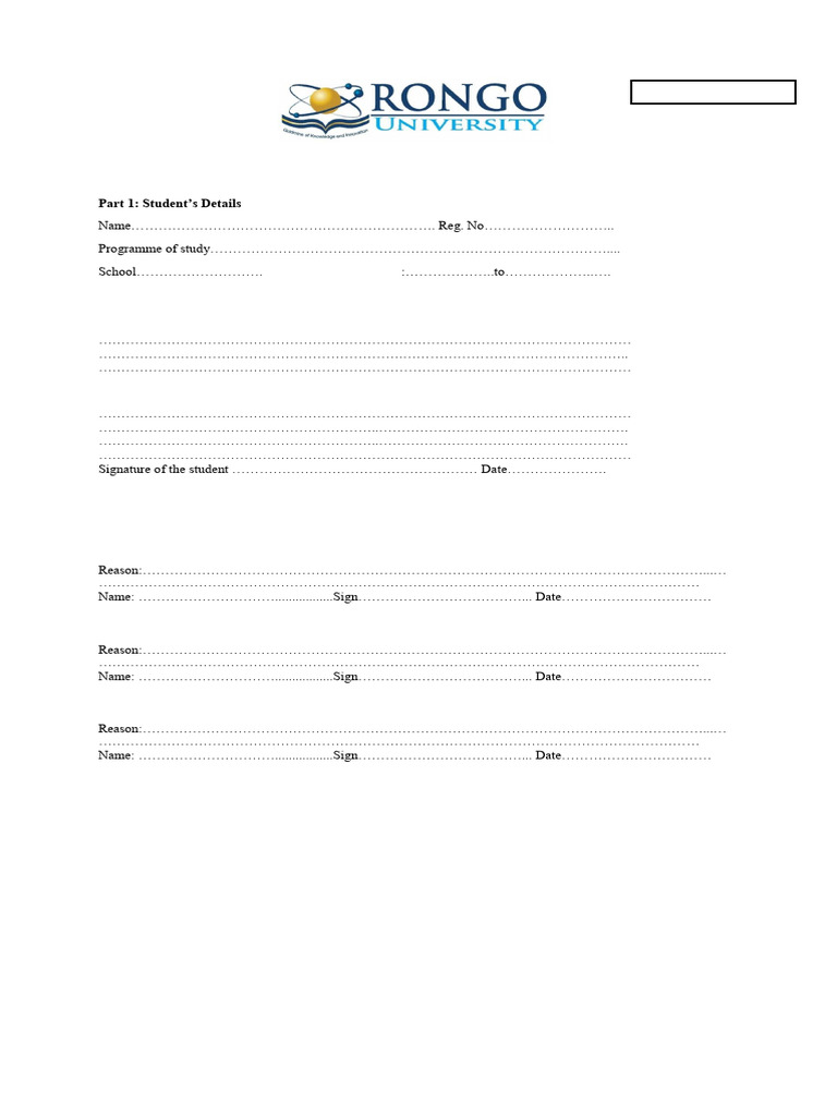 Leave of Absence Application Form Form Asa 020 9 | PDF