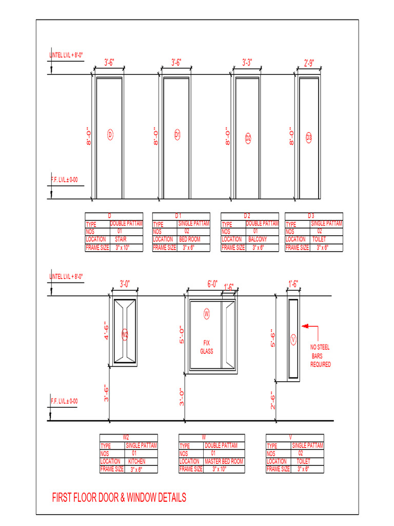 First Floor Door & Window Specs | PDF | Architectural Design | Architecture
