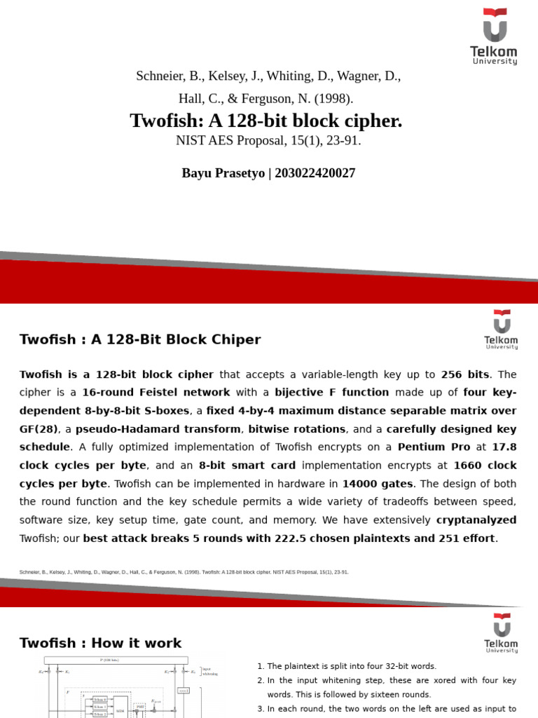 Twofish: 128-Bit Block Cipher Overview | PDF | Cryptography | Secrecy