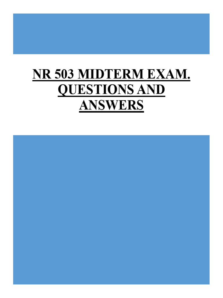 NR 503 Midterm Exam Review Guide | PDF | Infection | Coronary Artery ...