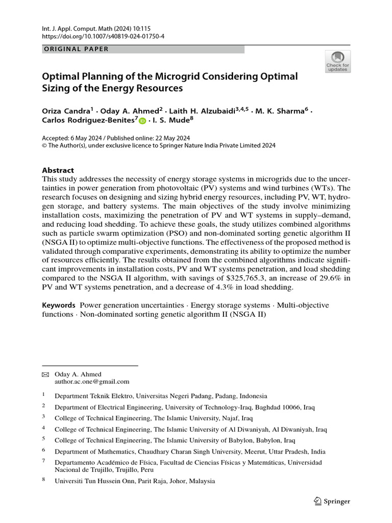 Optimal Planning of The Microgrid Considering Optimal Sizing of The ...