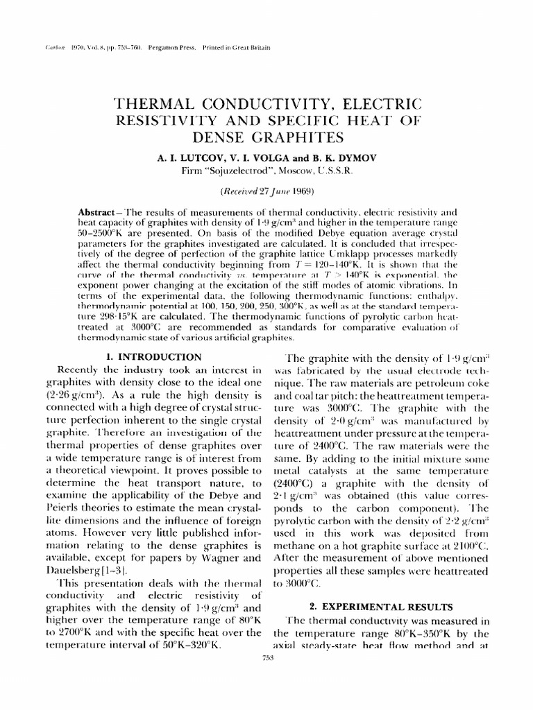 Graphite Resistivity and Temperature Effects | PDF | Electrical ...