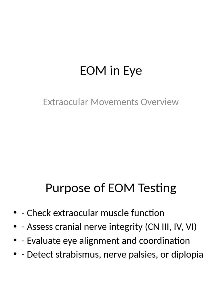 EOM Testing in Eye Examinations | PDF