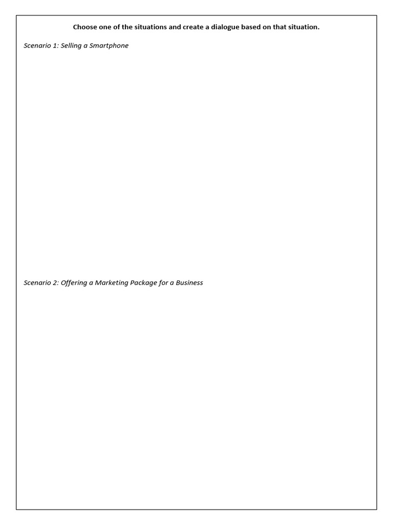 Choose One of The Situations and Create A Dialogue | PDF