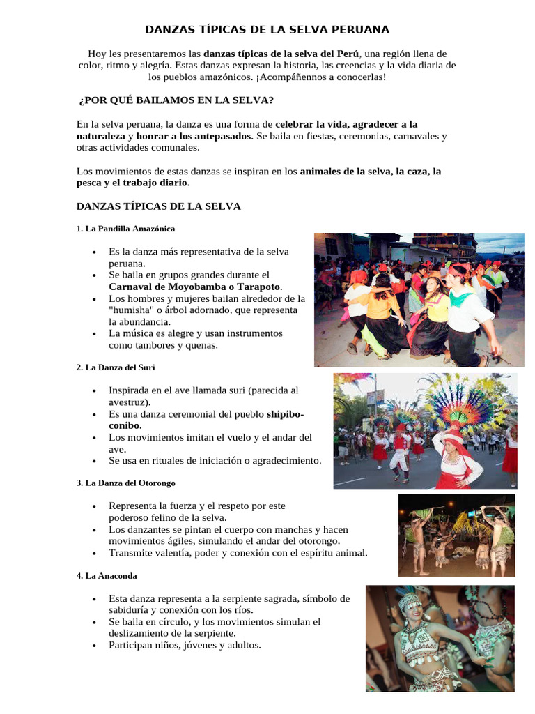 Danzas Típicas De La Selva Peruana Pdf Bailes Perú 