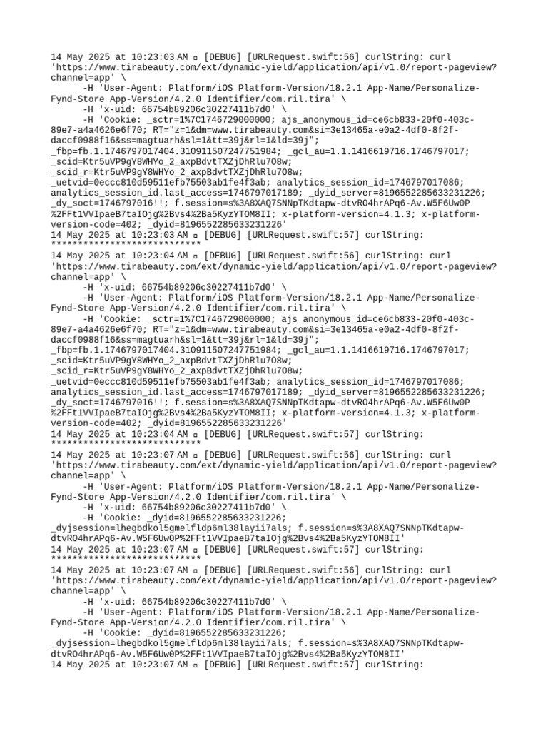 Tira Beauty API Request Logs | PDF | Software | Internet Protocol Based ...