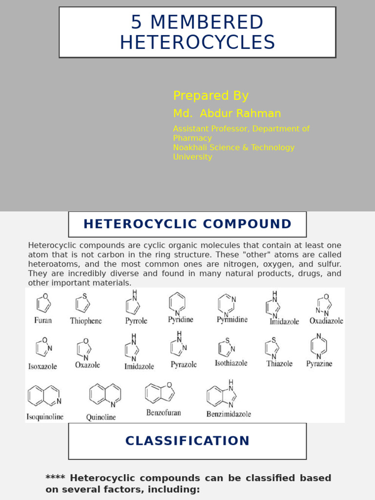 Heterocyclic Compound | PDF | Heterocyclic Compound | Chemical Reactions