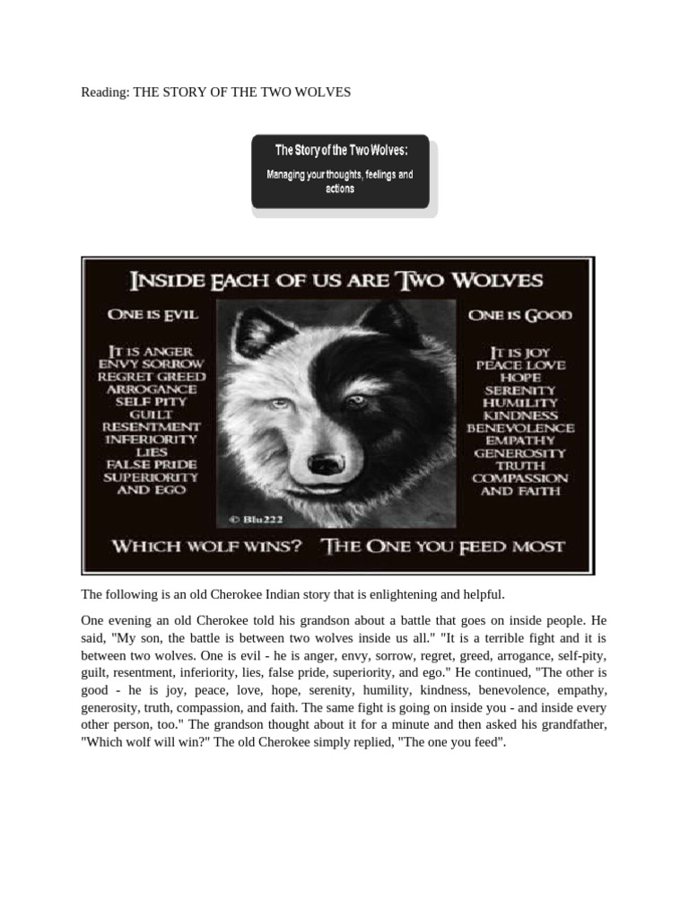 Cherokee Tale of Two Wolves | PDF