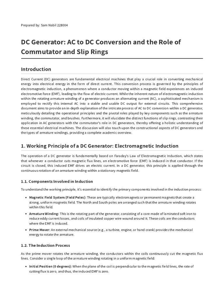 DC Generator: AC to DC Conversion Explained | PDF | Electromagnetic ...