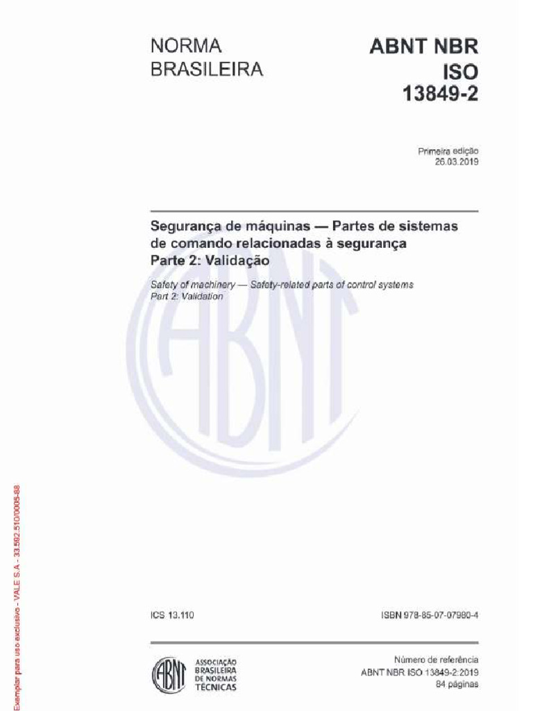 NBR ISO 13849 2 2019 Segurança de Máquinas Partes de Sistemas de | PDF