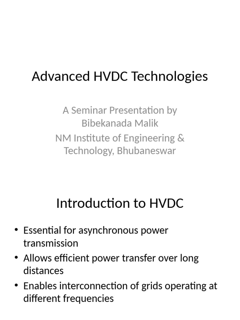 Advanced HVDC Technology Overview | PDF | High Voltage Direct Current ...