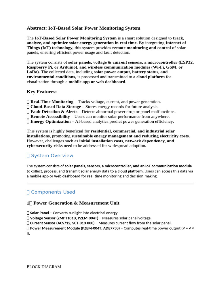 IoT Solar Power Monitoring System | PDF | Internet Of Things | Solar Panel