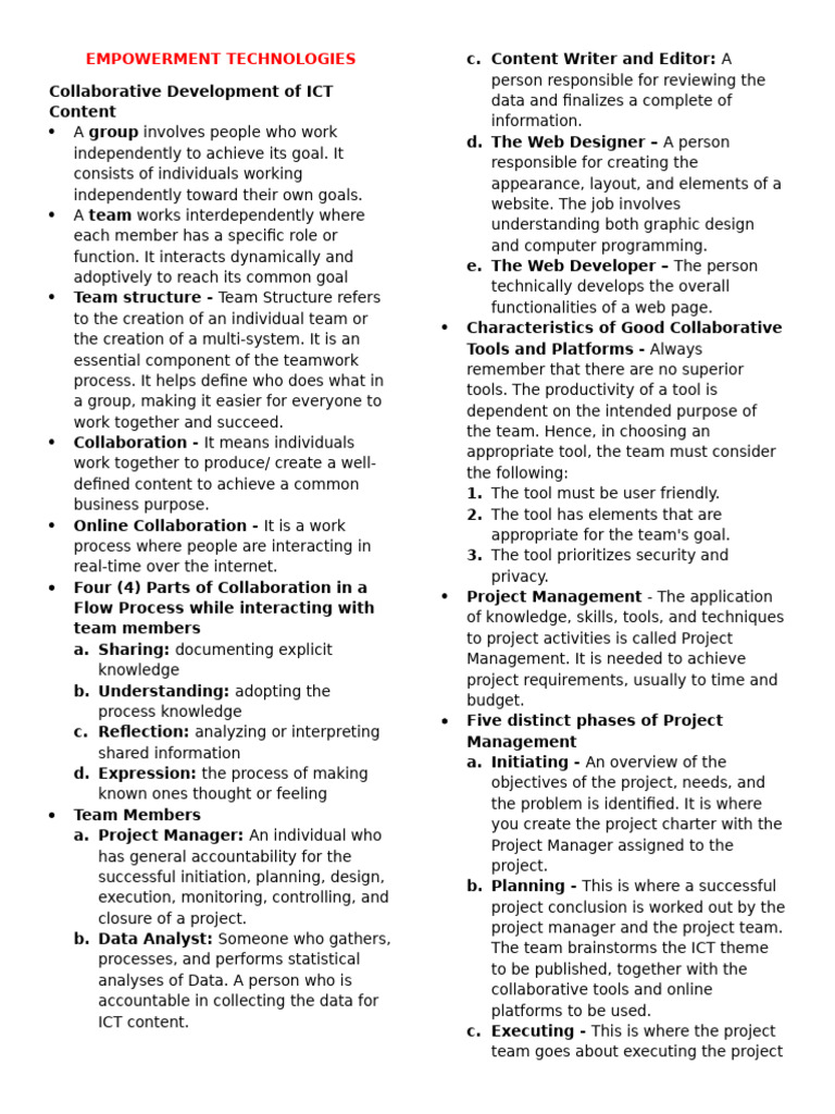 Empowerment Technologies in ICT Collaboration | PDF | Multimedia ...