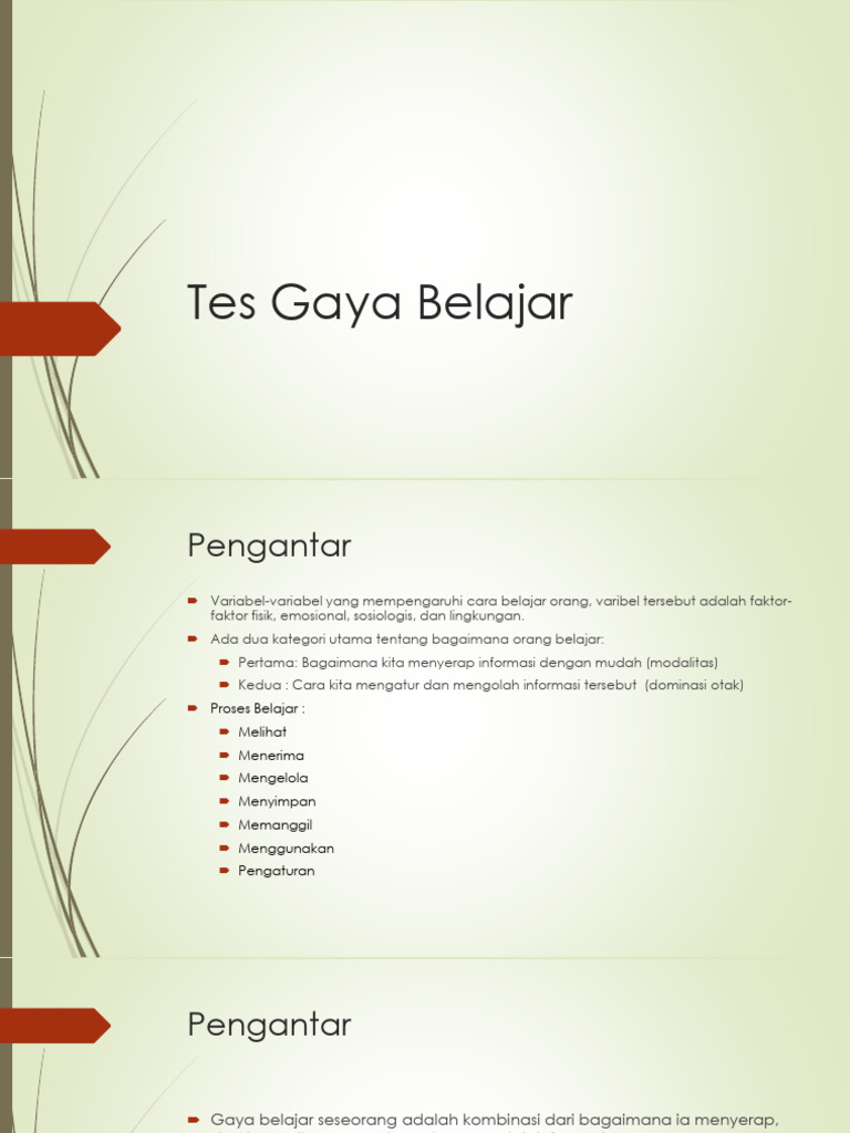 Gaya Belajar: Modalitas dan Proses | PDF