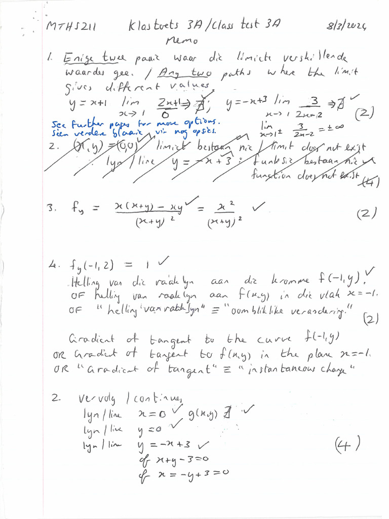 MTHS2111 Class Test 3 Memo 2024 | PDF
