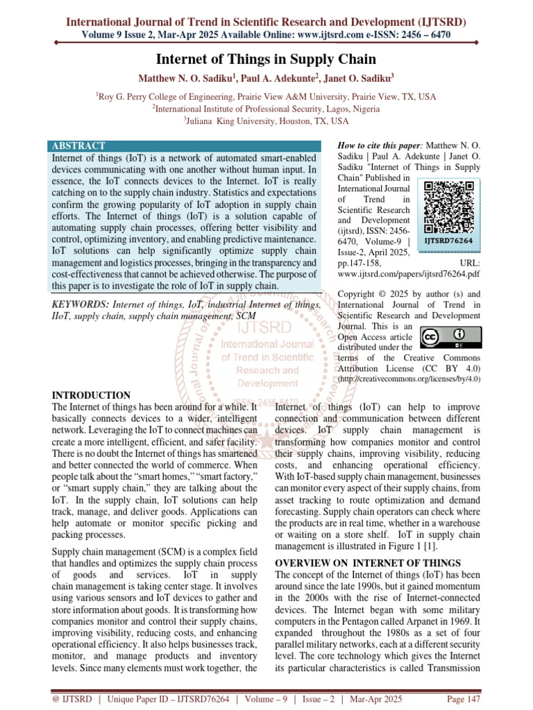 IoT's Impact on Supply Chain Management | PDF | Internet Of Things ...