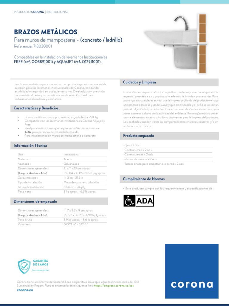 FT 718030001 Brazos LVM Free Mamposteria en CJ | PDF | Lavabo | Albañilería
