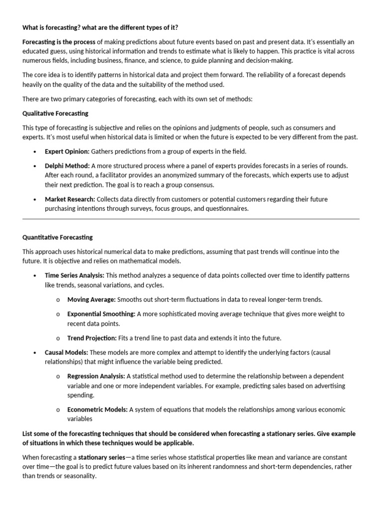 Types of Forecasting Explained | PDF | Forecasting | Linear Regression