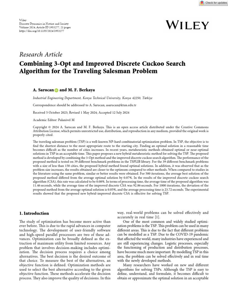 2024 - Combining 3 Opt and Improved Discrete Cuckoo Search Algorithm ...