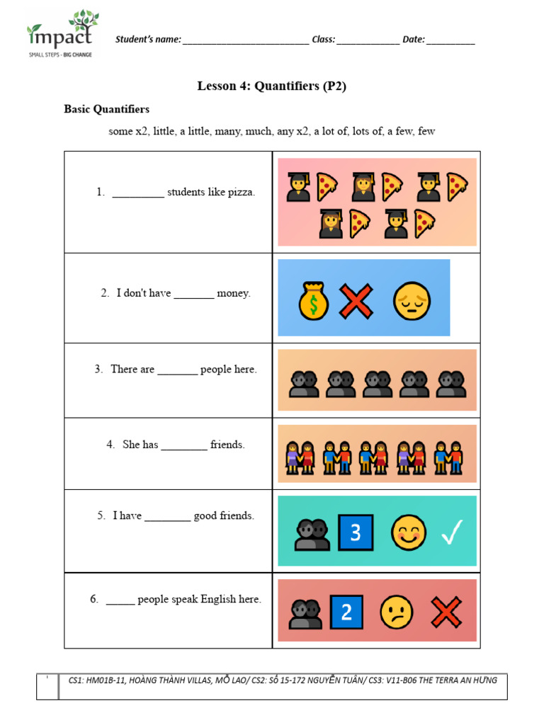 Teaching Basic Quantifiers in Class | PDF