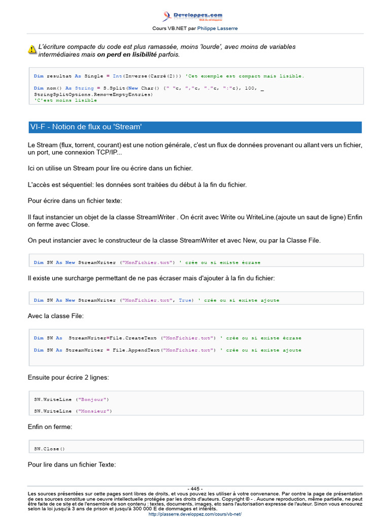 Introduction à la gestion des fichiers en VB.NET | PDF | Fichier ...