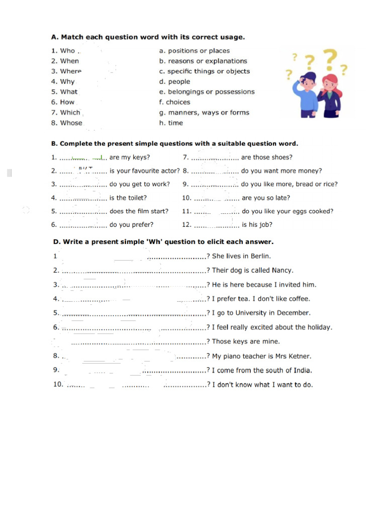 WH Questions Excersises | PDF
