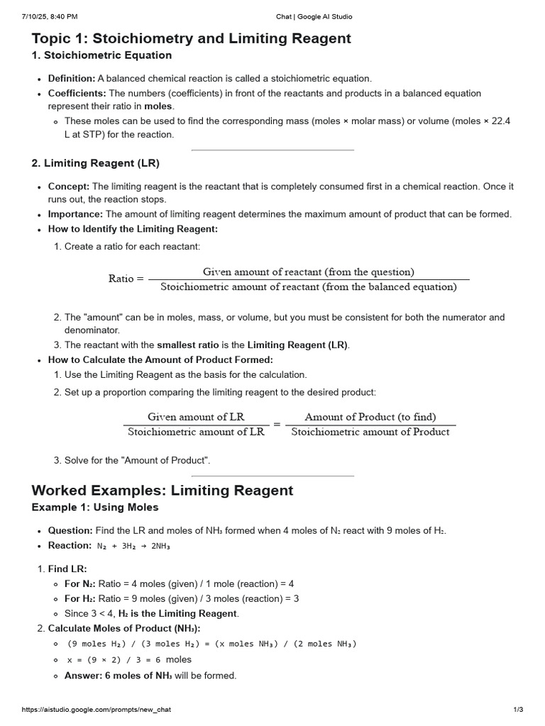 Phy Chem Transcript Notes 9.7.25 | PDF | Stoichiometry | Physical Sciences