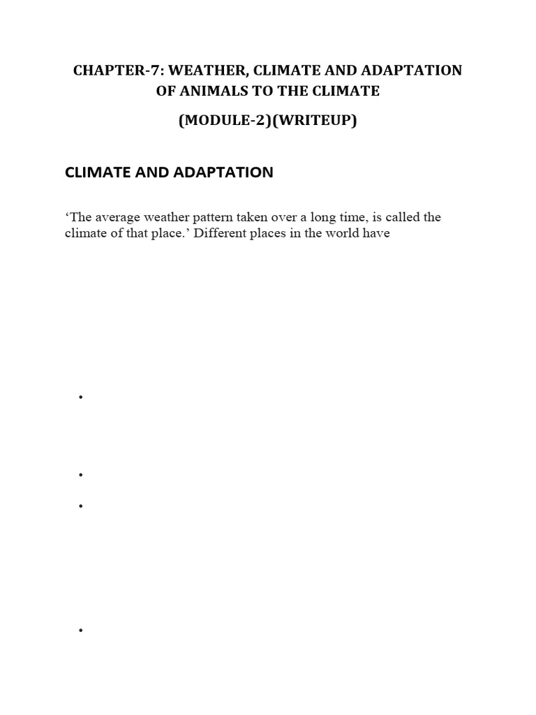 Class VII Weather, Climate and Adaptation Handsheet Module 2 - 2 | PDF ...