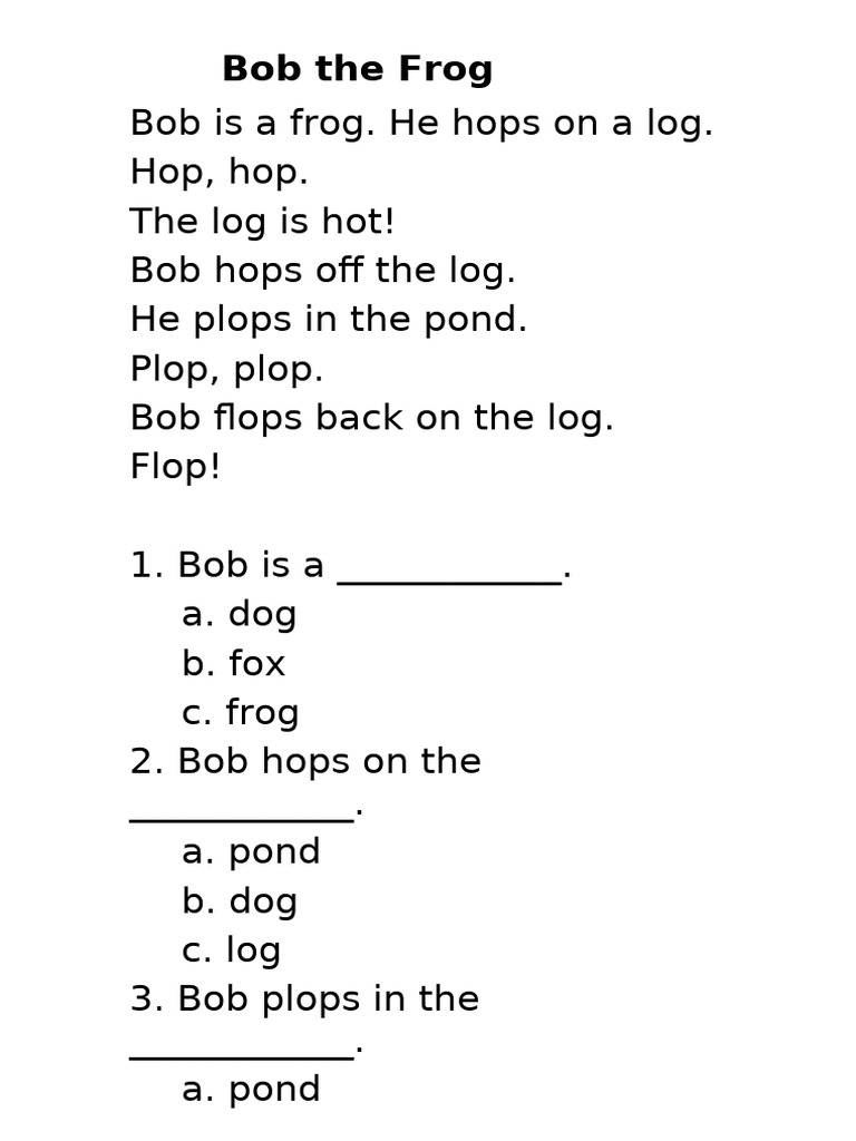 Bob the Frog's Hopping Adventure | PDF