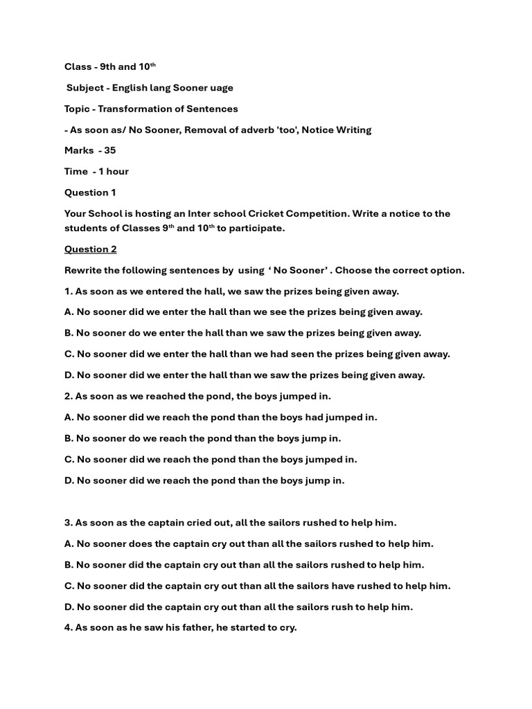 Sentence Transformation Exercises for Students | PDF | Chess Theory