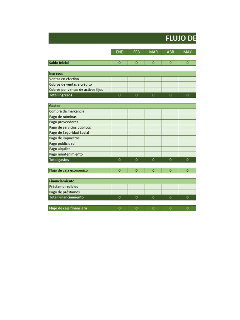 Plantilla de Flujo de Caja en Excel | PDF