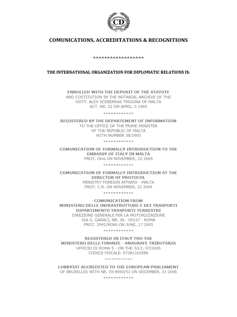 Accreditations & Recognitions | PDF | Government | Italy
