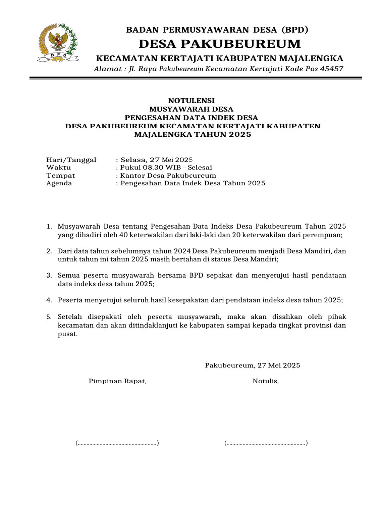 Notulen Musdes RKP Desa 2025 | PDF
