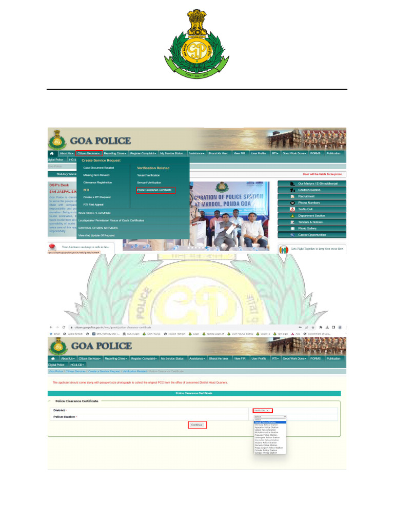 Goa Police Clearance Certificate Guide | PDF | Identity Document