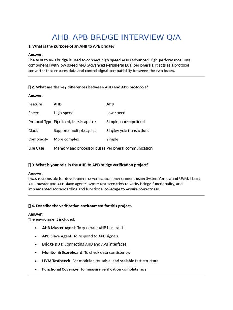 AHB to APB Bridge Interview Insights | PDF | Computer Science ...
