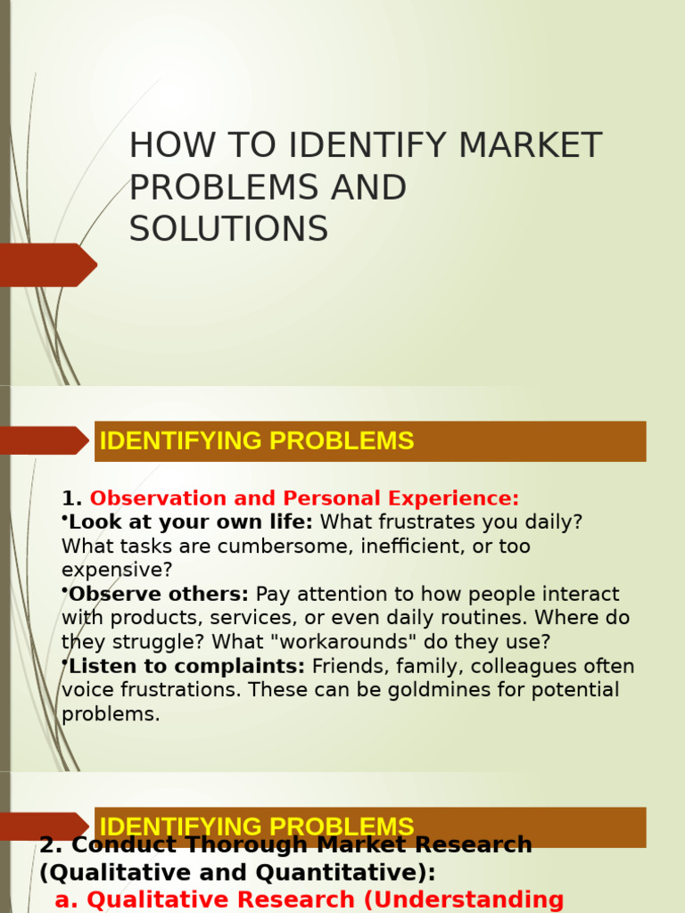 Identifying Market Problems Effectively | PDF | Qualitative Research ...