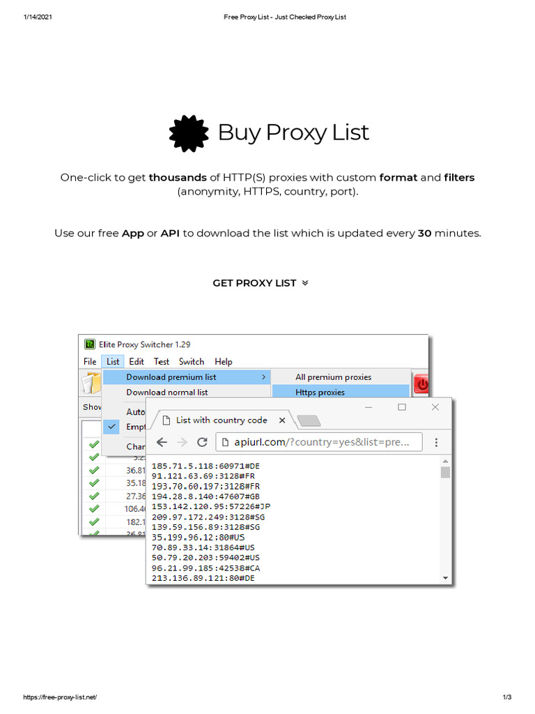 5free Proxy List - Just Checked Proxy List | PDF | Proxy Server | Computing