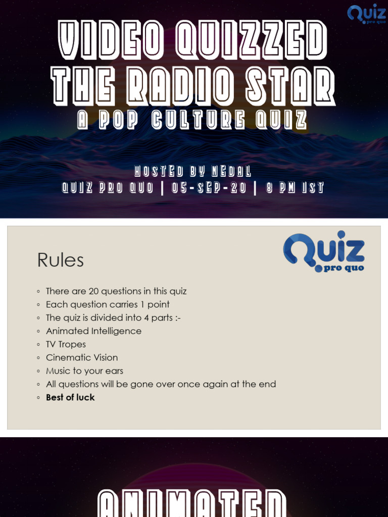QPQ16 - Video Quizzed The Radio Star - Answers | PDF