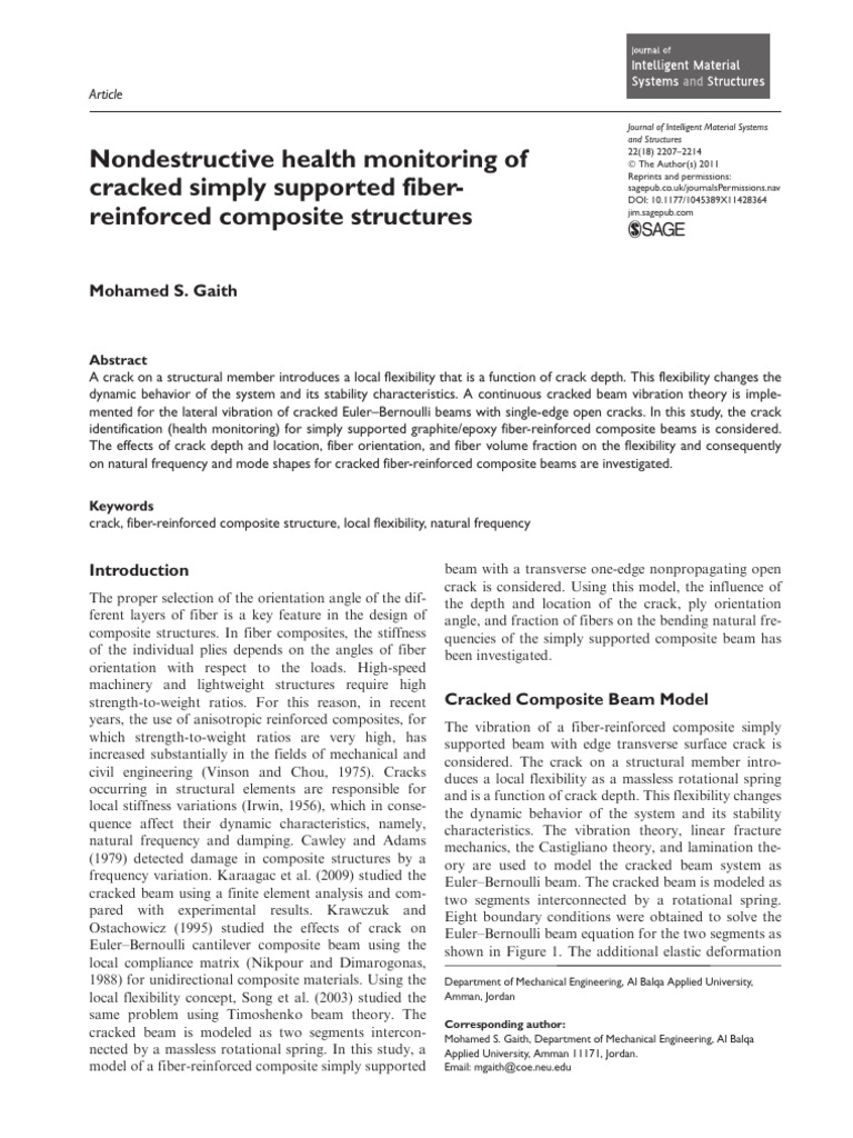 Nondestructive Monitoring of Cracked Composites | PDF | Composite ...